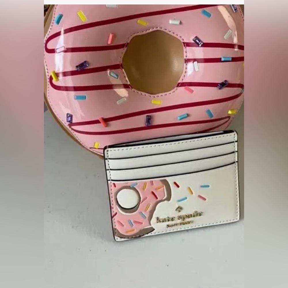Kate♠️Spade Coffee Break Donut Small Slim Card Holder🍩🍩🍩🍩🍩🍩🍩 - Picture 3 of 6
